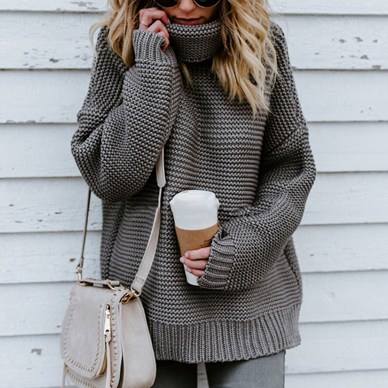 Women's Knitwear Thick Line Long Sleeve Turtleneck Pullover Sweater