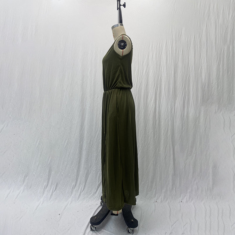 High Waist Split Maxi Long Dress with Pockets