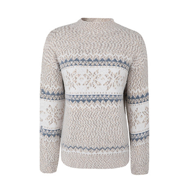 Women's Casual Half Turtleneck Snowflake Knit Christmas Sweater