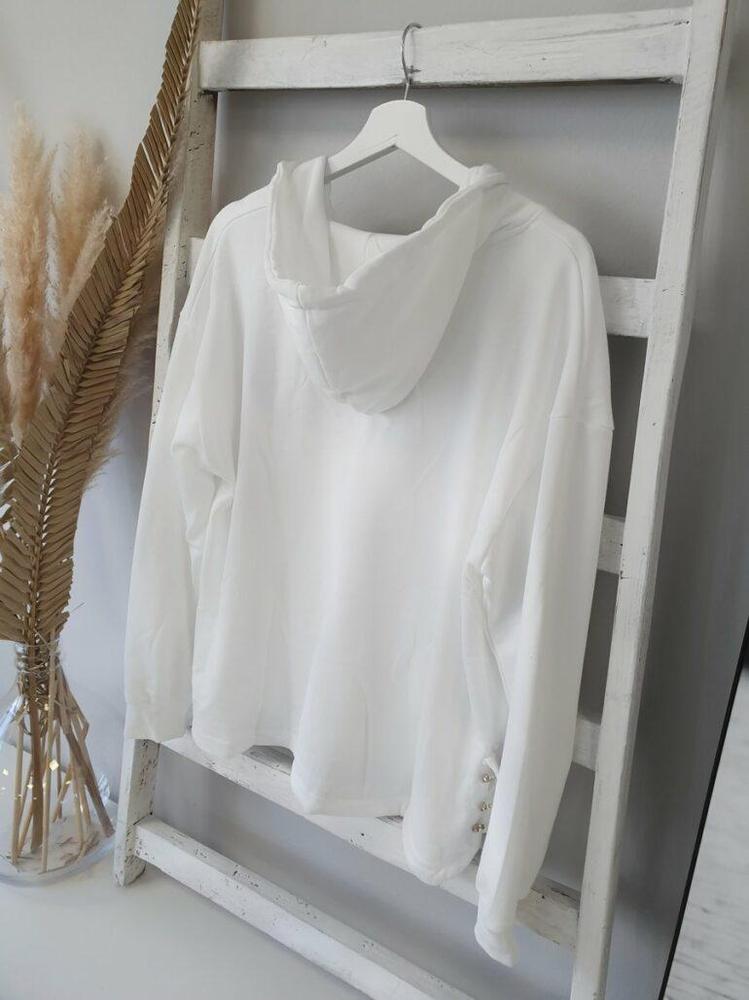 Simple White Long Sleeve Hoodie