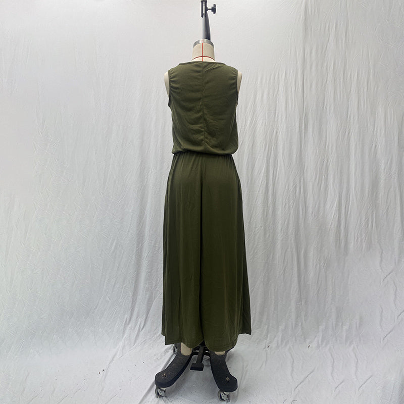 High Waist Split Maxi Long Dress with Pockets