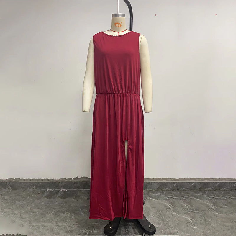 High Waist Split Maxi Long Dress with Pockets