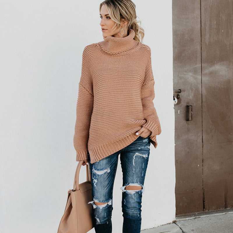 Women's Knitwear Thick Line Long Sleeve Turtleneck Pullover Sweater