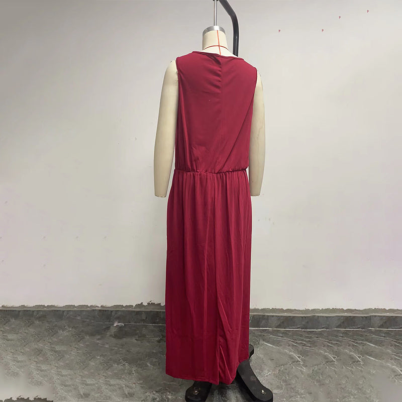 High Waist Split Maxi Long Dress with Pockets