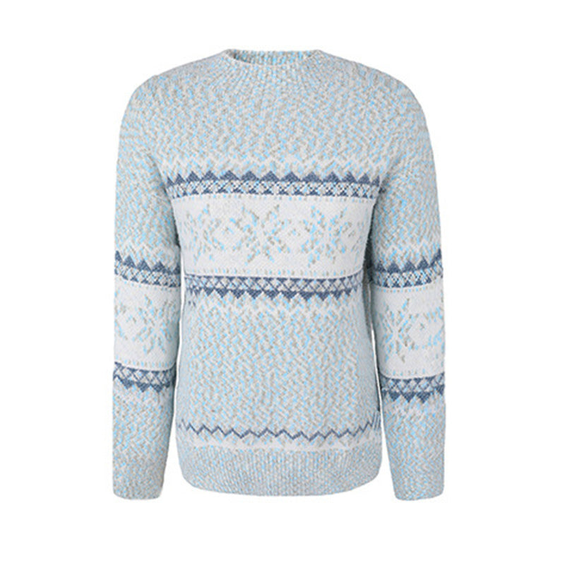 Women's Casual Half Turtleneck Snowflake Knit Christmas Sweater