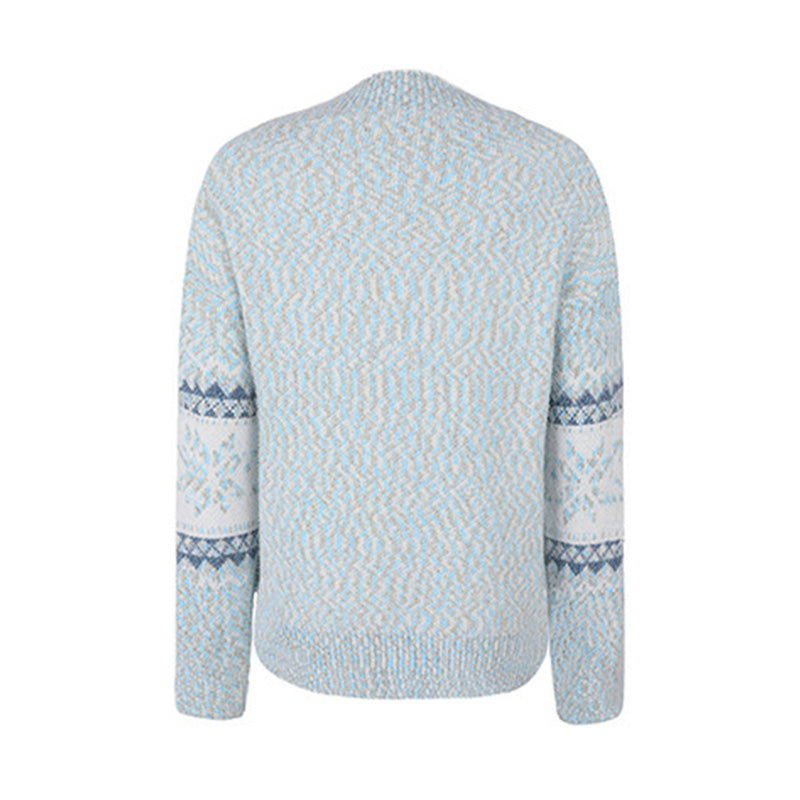 Women's Casual Half Turtleneck Snowflake Knit Christmas Sweater