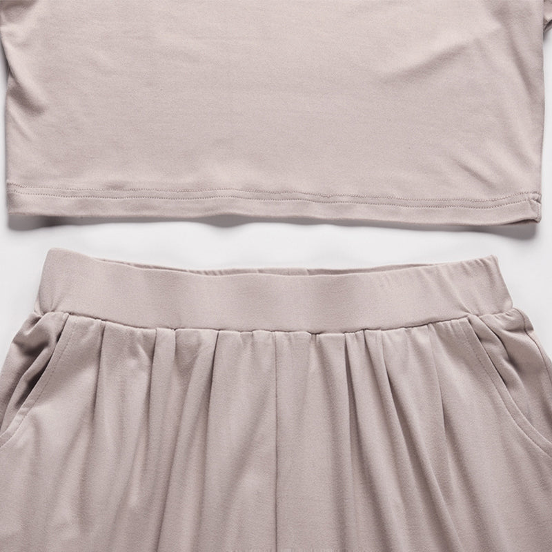 Short Sleeve T-shirt Wide Leg Loose Pants 2 Piece Set