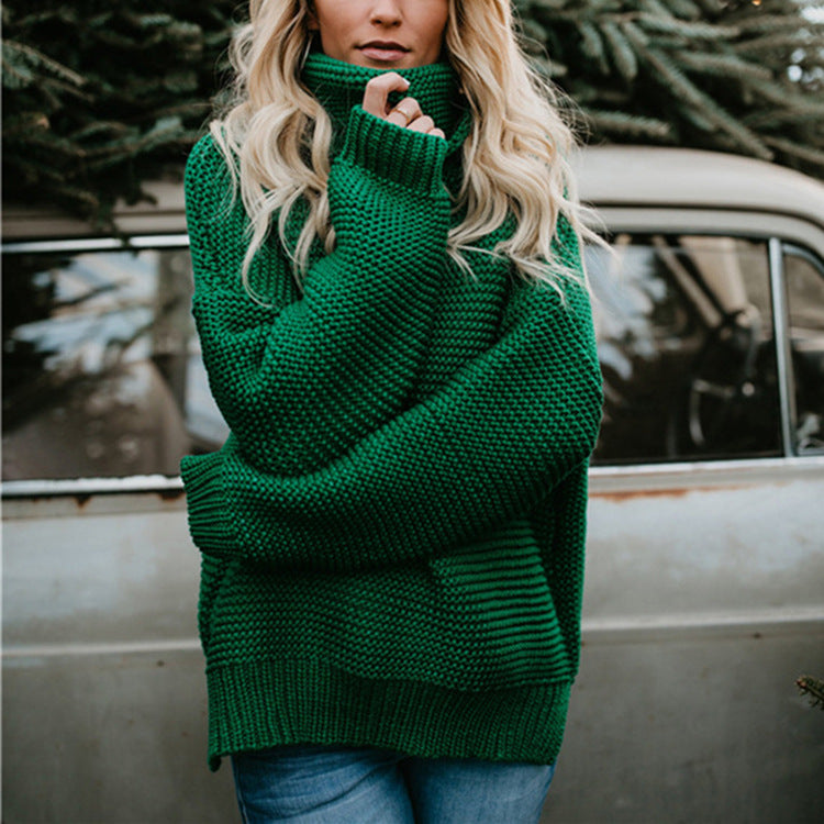 Women's Knitwear Thick Line Long Sleeve Turtleneck Pullover Sweater