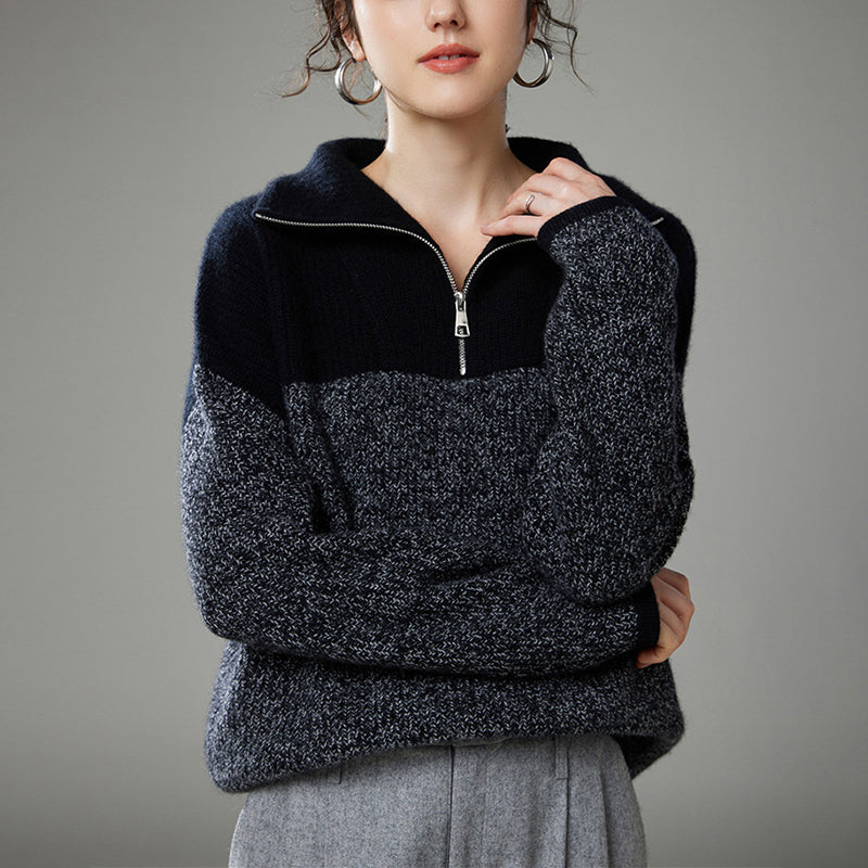 Thick Lapel Cashmere Knit Sweater
