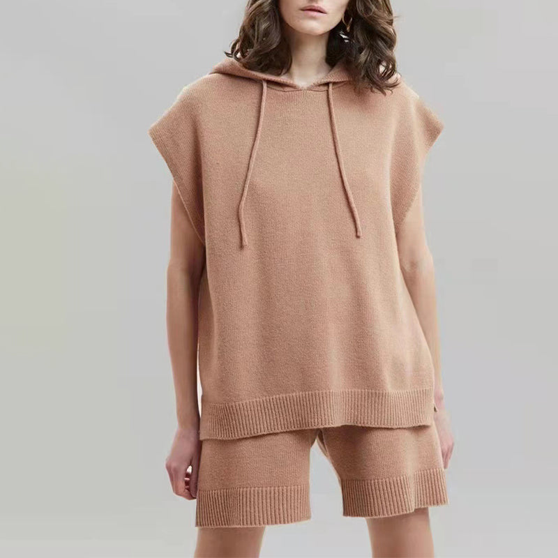 Sleeveless Hoodie Shorts Set