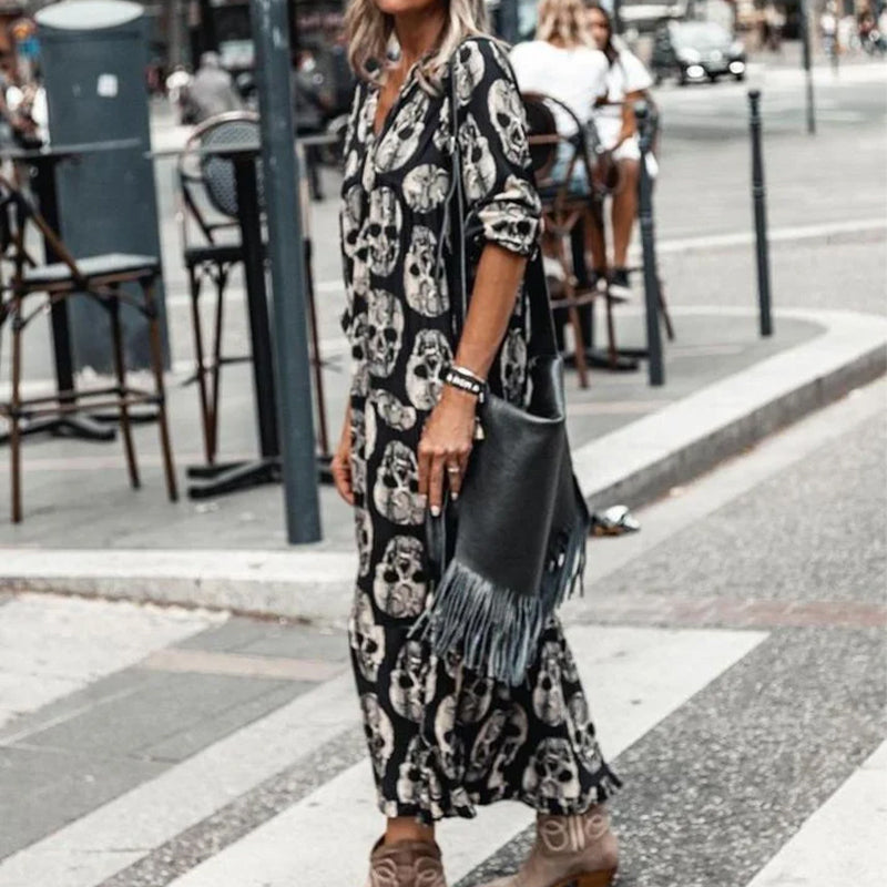 Born to Bad Skull Print Maxi Dress