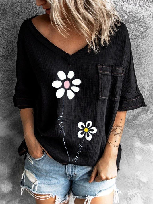 Basic Print Short Sleeve Top