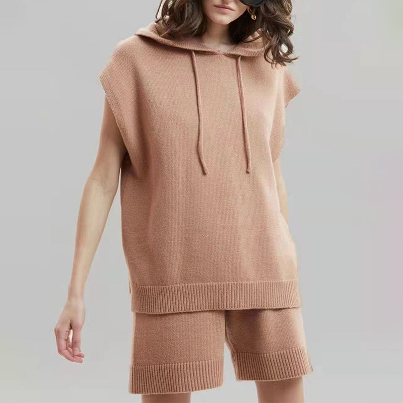 Sleeveless Hoodie Shorts Set