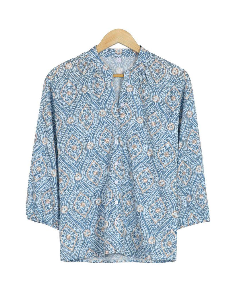 Retro Print 3/4 Sleeve Shirt