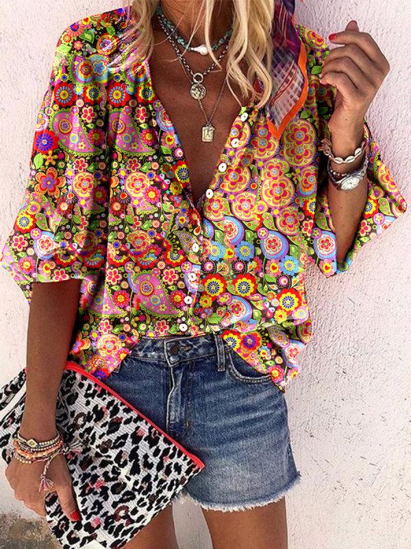 Special Print 3/4 Sleeve Shirt
