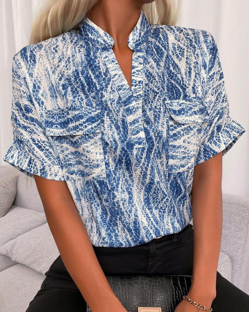 Retro Print Short Sleeve Top