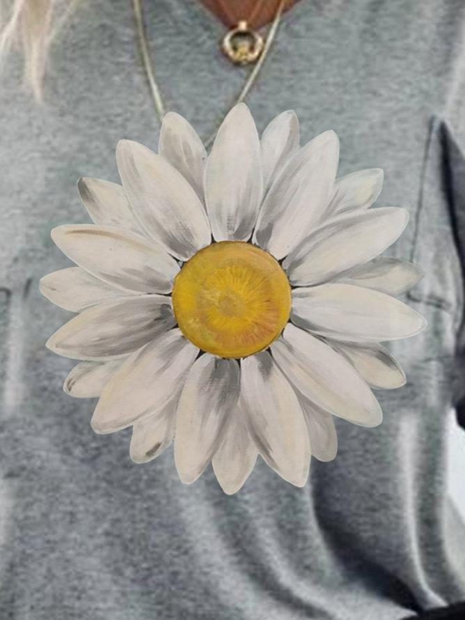 Grey Print Short Sleeve Top