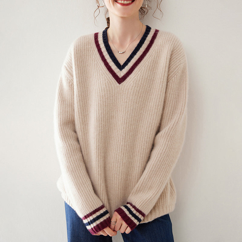 V-Neck Long-Sleeved Cashmere Sweater