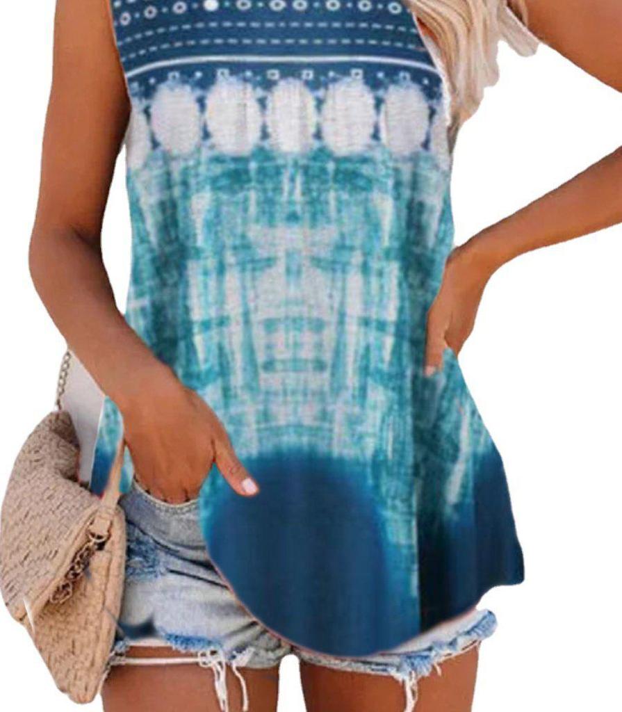 Comfy Print Round Neck Sleeveless Top