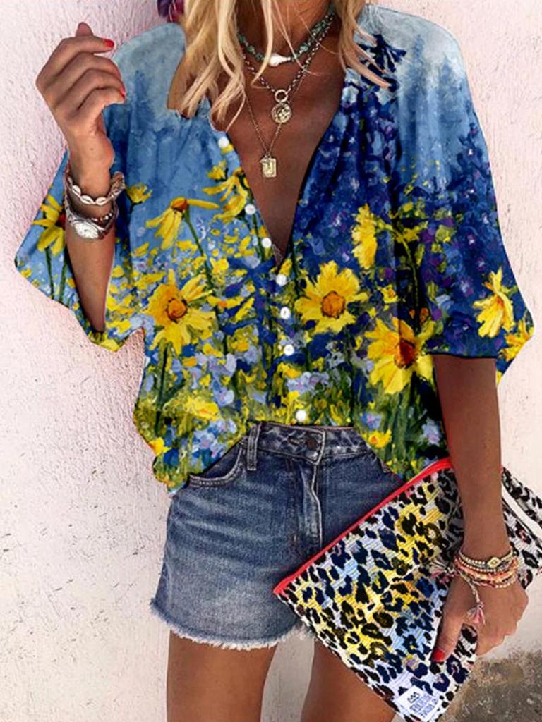 Attractive Print Button Front Closure Shirt