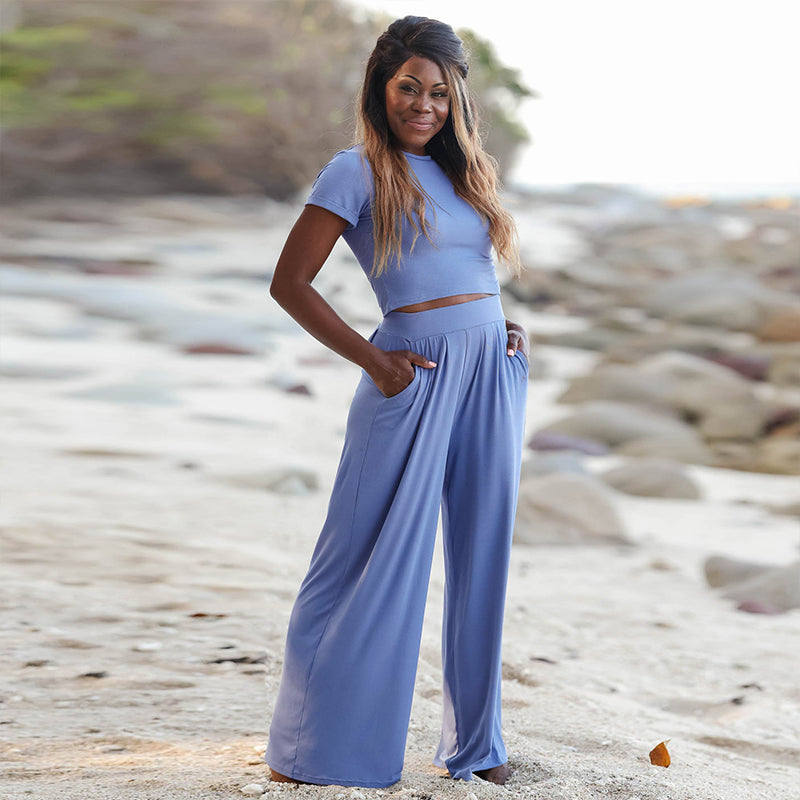 Short Sleeve T-shirt Wide Leg Loose Pants 2 Piece Set