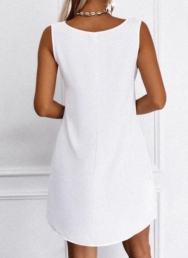 Classy White Plain Sleeveless Mini Dress