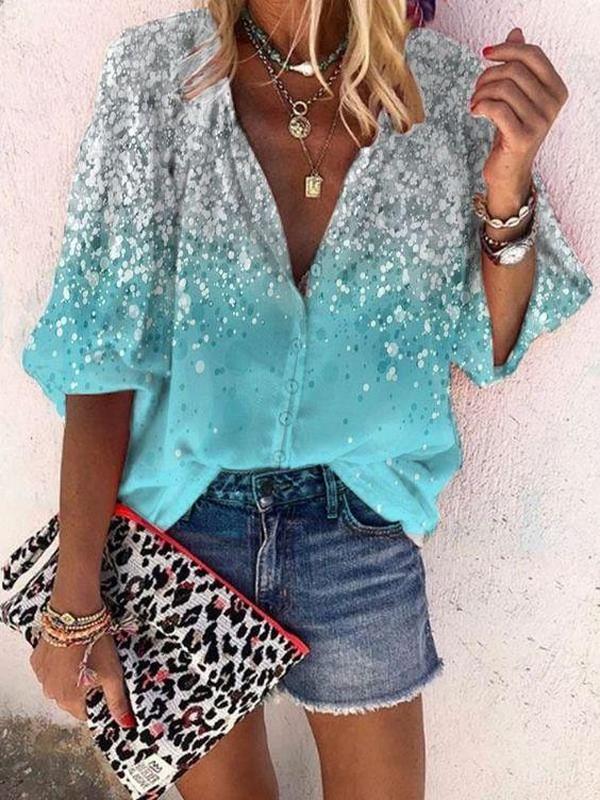 Casual Print 3/4 Sleeve Top