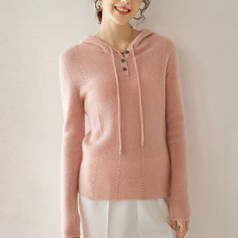 Cashmere Hooded Long-Sleeved Knitted Bottoming Sweater