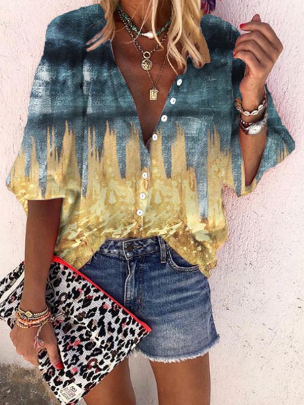 Modern Print 3/4 Sleeve Top
