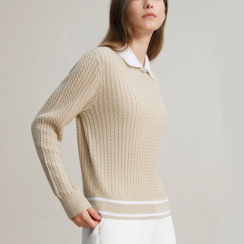 Contrast Color Cardigan Long Sleeve Knit Top