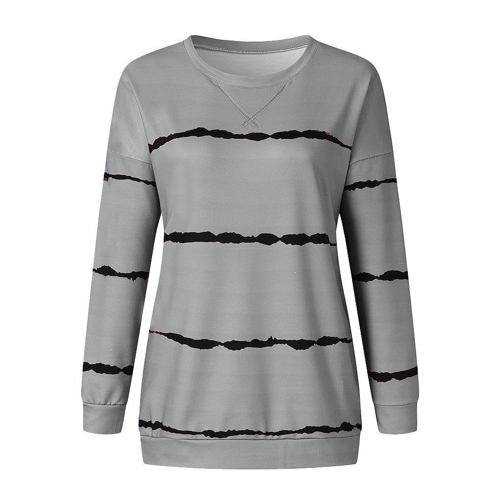 Simple Round Neck Striped Tee