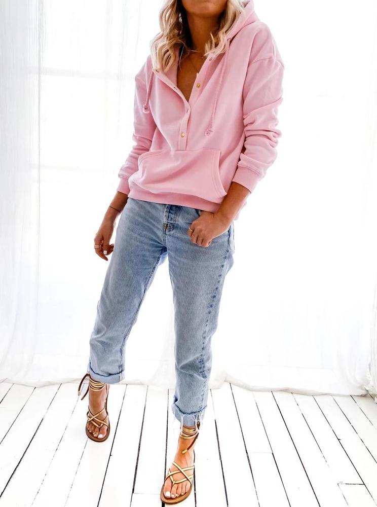 Comfy Plain Long Sleeve Sweatshirt & Hoodie