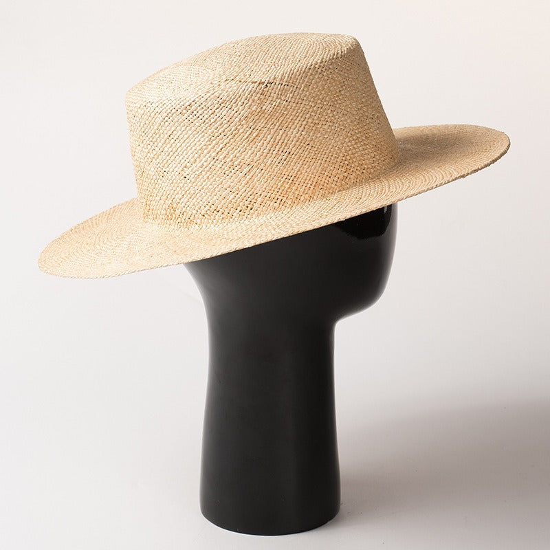 French Style Simple Outdoor Travel Flat Top Straw Hat