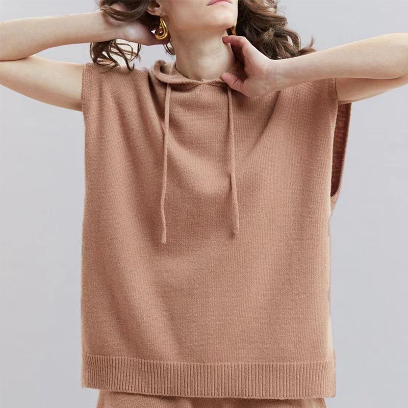 Sleeveless Hoodie Shorts Set