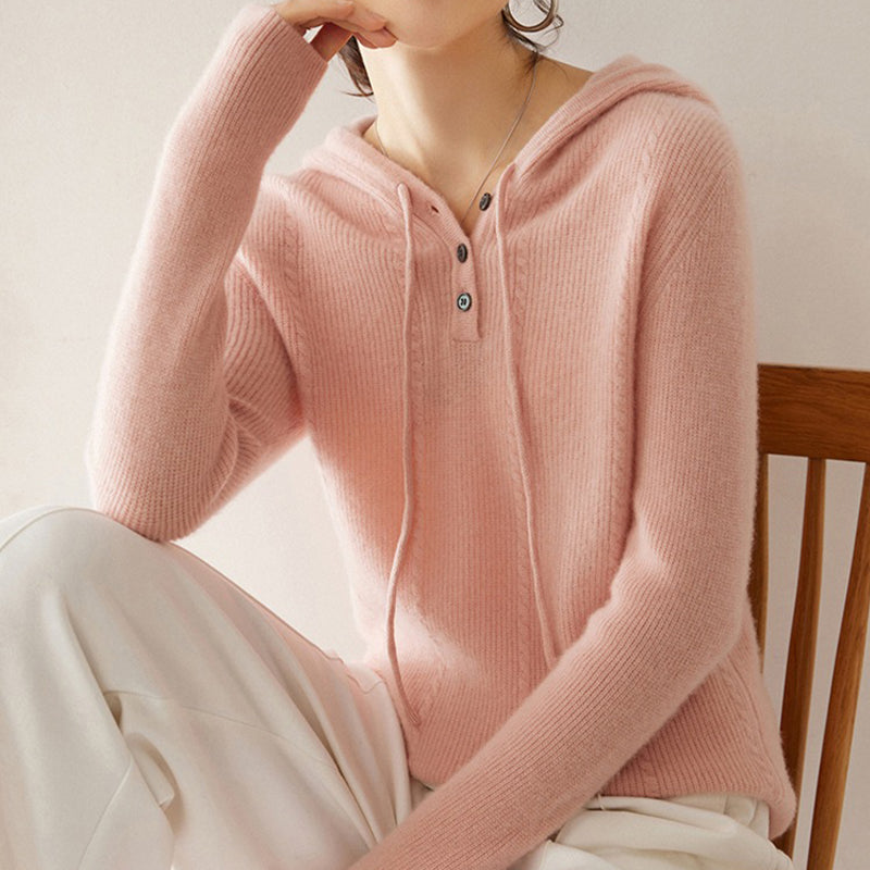 Cashmere Hooded Long-Sleeved Knitted Bottoming Sweater