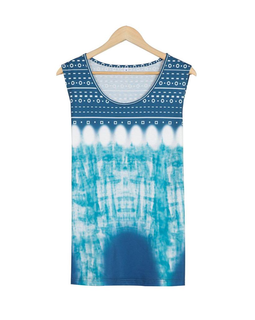 Comfy Print Round Neck Sleeveless Top