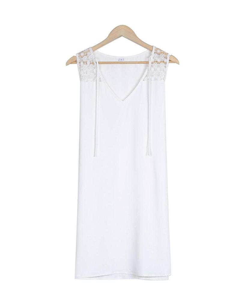 Classy White Plain Sleeveless Mini Dress
