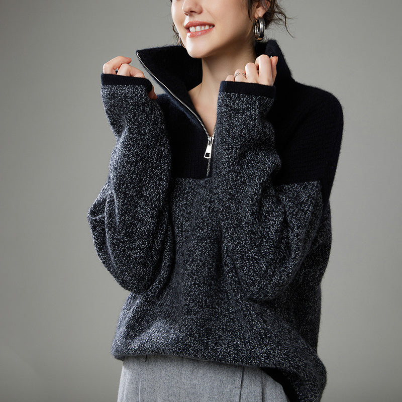Thick Lapel Cashmere Knit Sweater