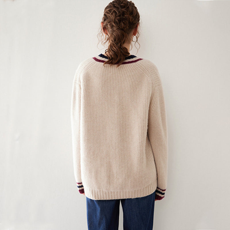 V-Neck Long-Sleeved Cashmere Sweater