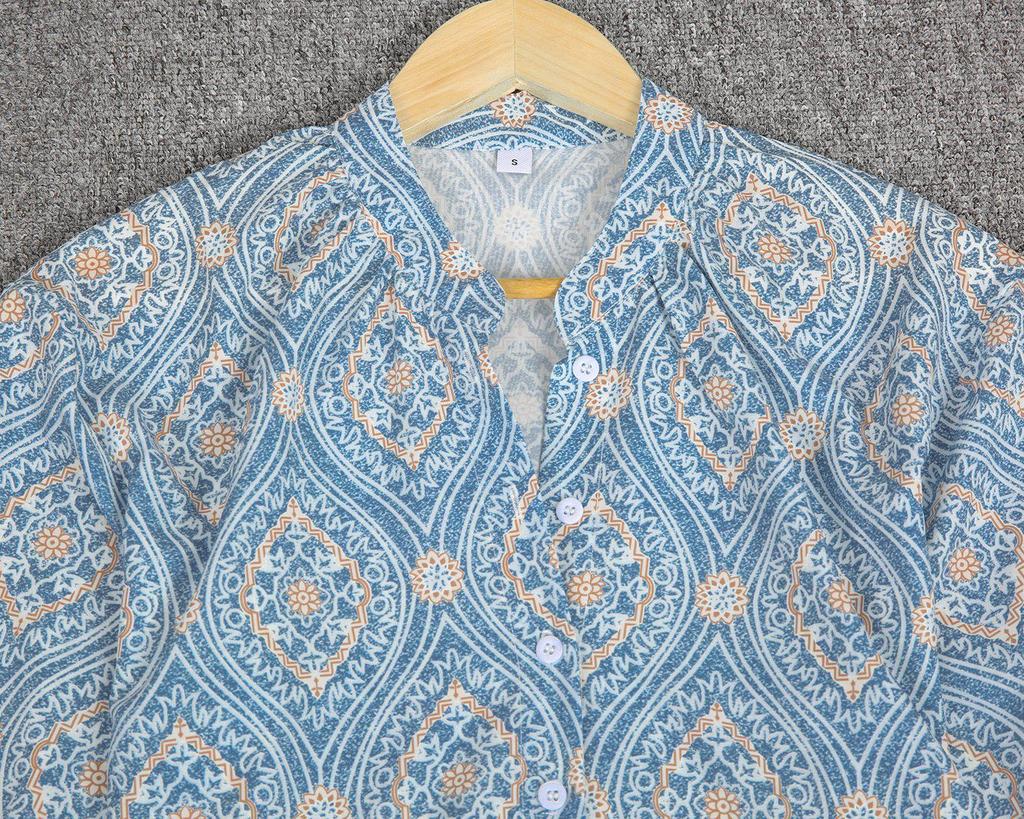 Retro Print 3/4 Sleeve Shirt