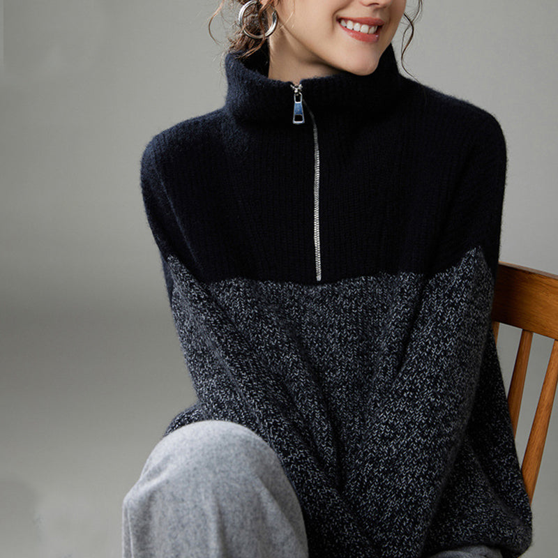 Thick Lapel Cashmere Knit Sweater