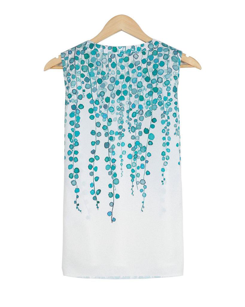 Casual V-Neck Print Sleeveless Top