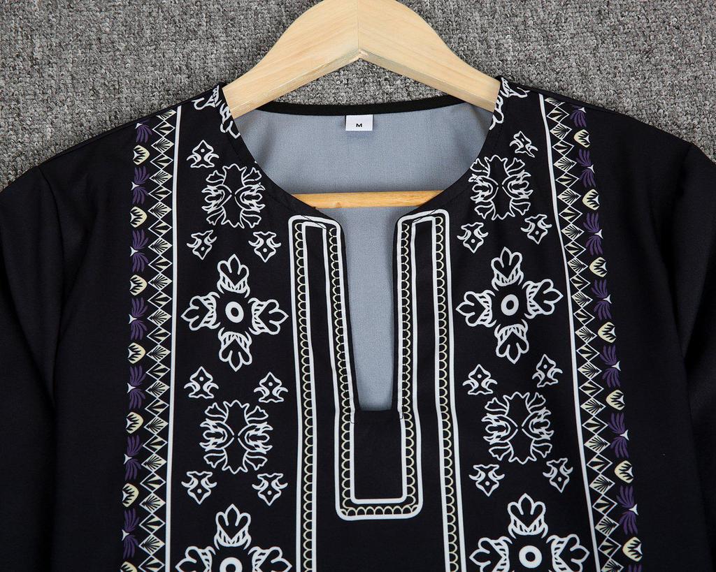Black Modern Print 3/4 Sleeve Top
