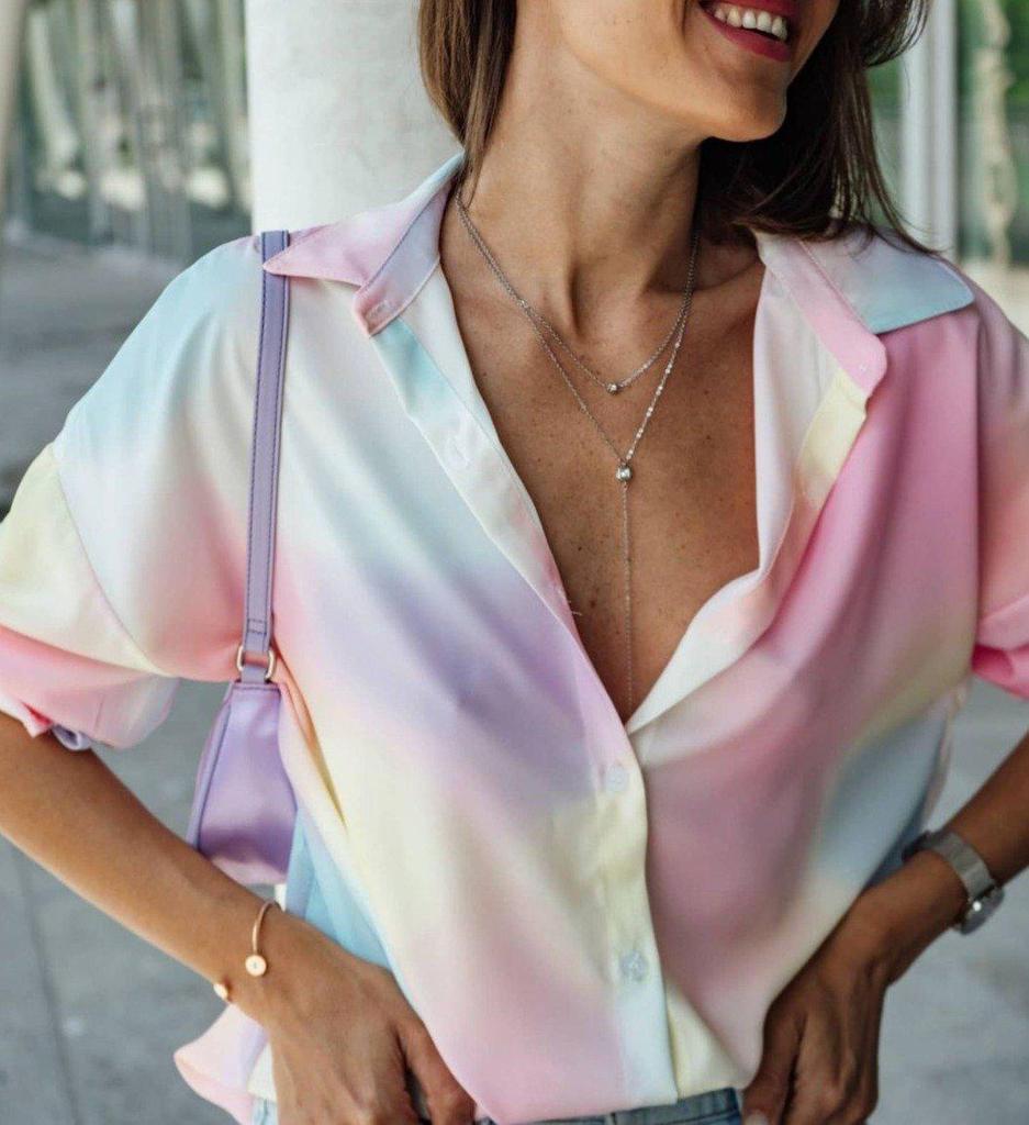 Glamorous Tie Dye Print 3/4 Sleeve Shirt