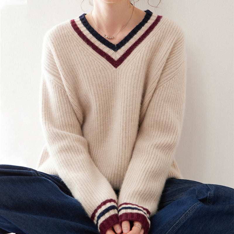 V-Neck Long-Sleeved Cashmere Sweater