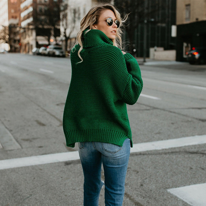 Women's Knitwear Thick Line Long Sleeve Turtleneck Pullover Sweater
