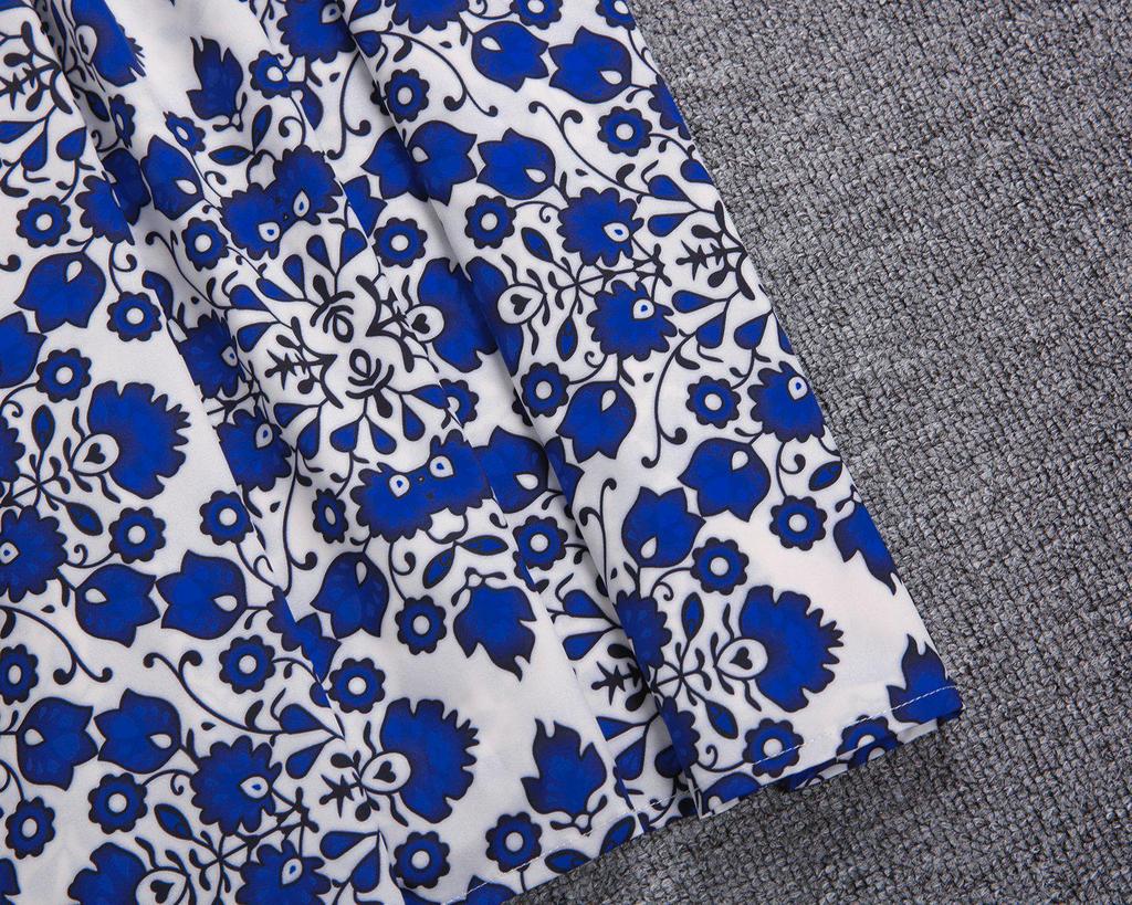 Modern Flower Print Short Sleeve Maxi Dress