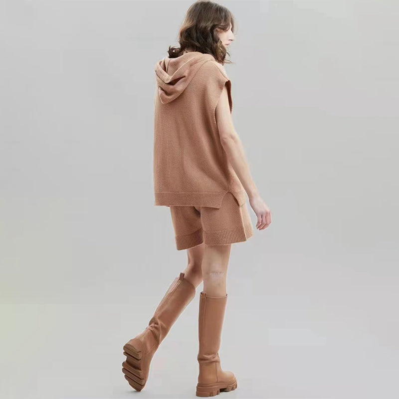 Sleeveless Hoodie Shorts Set