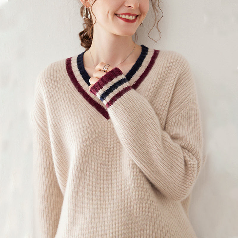 V-Neck Long-Sleeved Cashmere Sweater