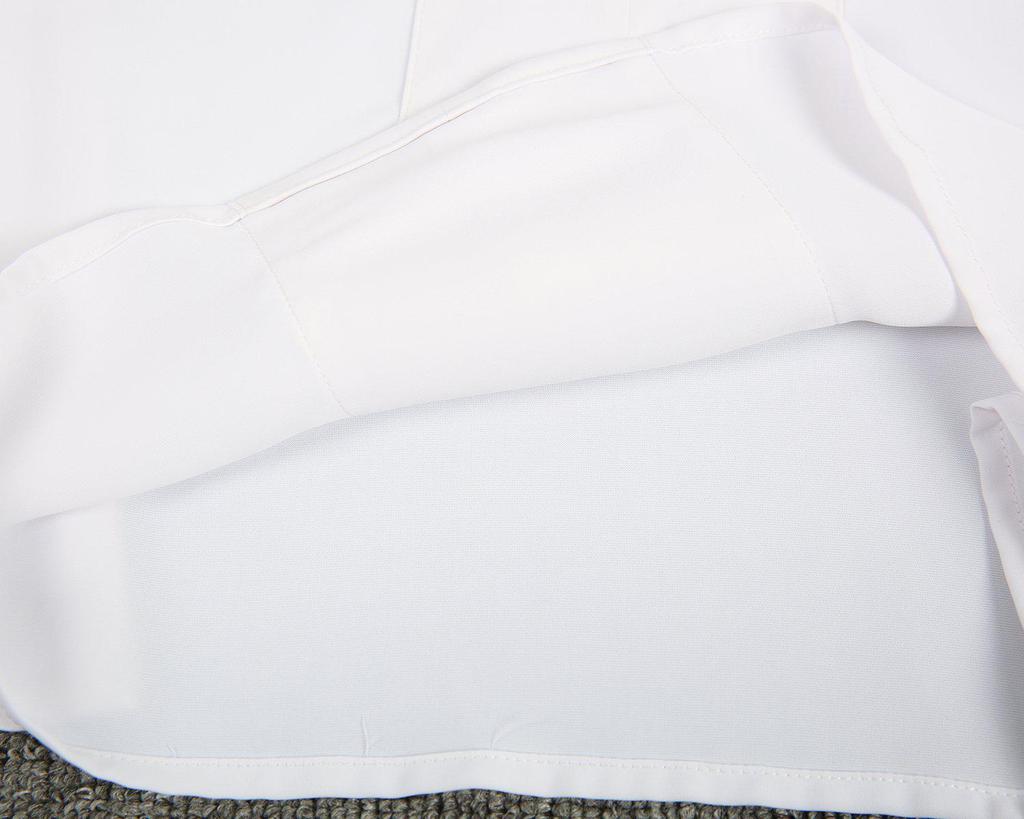 Elegant V-Neck White Plain Blouse